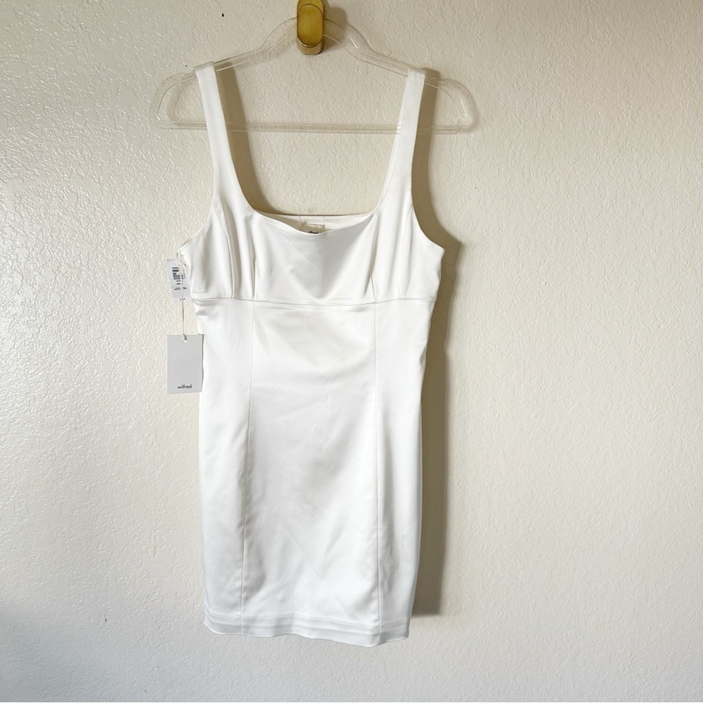 Aritzia Cream Square Neck Fitted Mini Dress - Picture 7 of 13